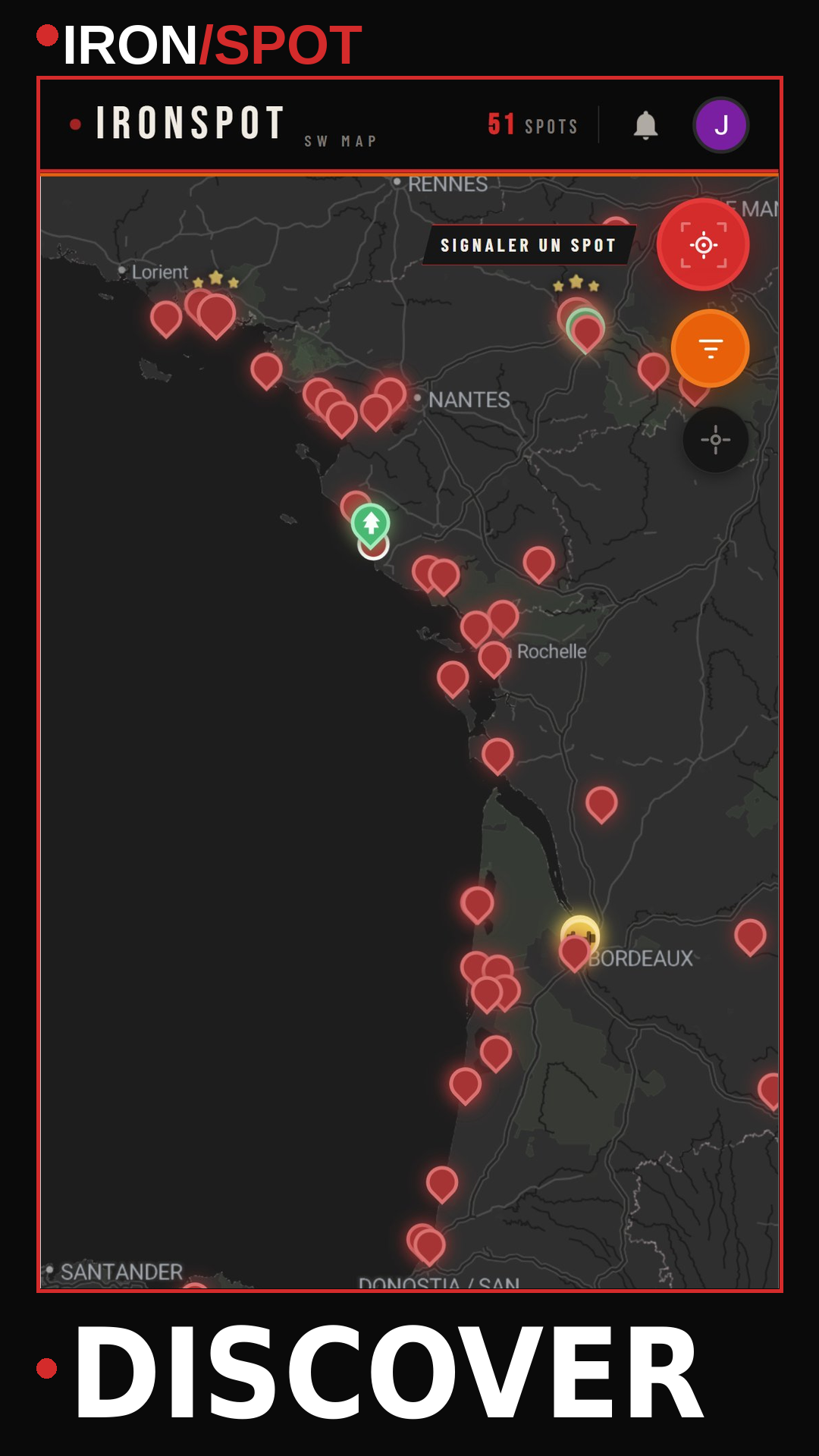 IronSpot — Carte des spots