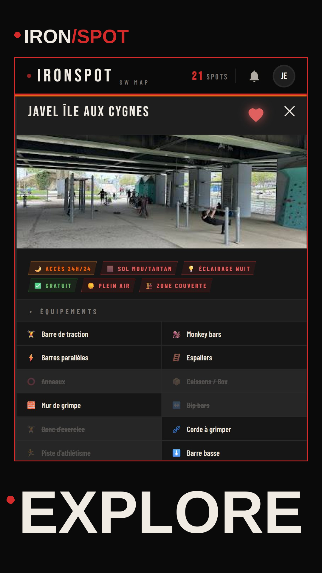 IronSpot — Détail d'un spot